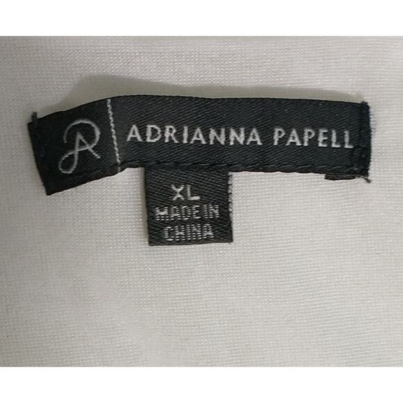 Adrianna Papell Top Women's Size XL White Knit 3/4 Sleeve Sharkbite Hem pullover - Picture 2 of 13